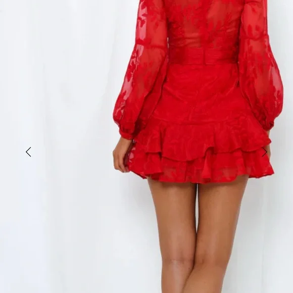 Hello Molly Vibrant Red Long Sleeve Dress - Picture 3 of 9